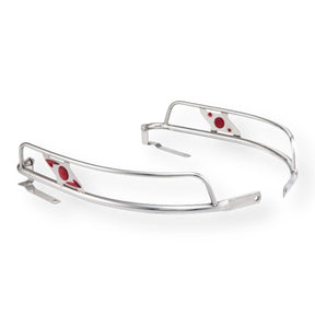 Lambretta Series 3 LI 125 150 Ulma Style Side Panel Crash Bars - Chrome & Red