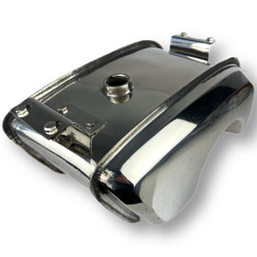 Lambretta Series 3 Li GP SX TV Long Range 17 litre petrol tank with built-in toolbox & Dual Cut Outs -  Polished Stainless Steel