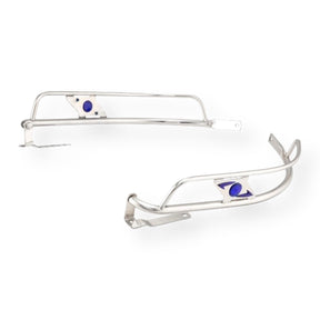 Lambretta Series 3 Li Ulma Style Side Panel Rear Crash Bars - Chrome & Blue - Vertical Fixing