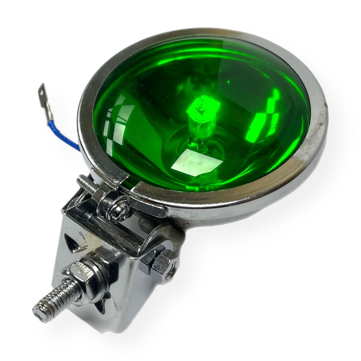 Vespa Lambretta Scooter Lamp Spot Light 9cm Hunter Style Chrome - Green Lens