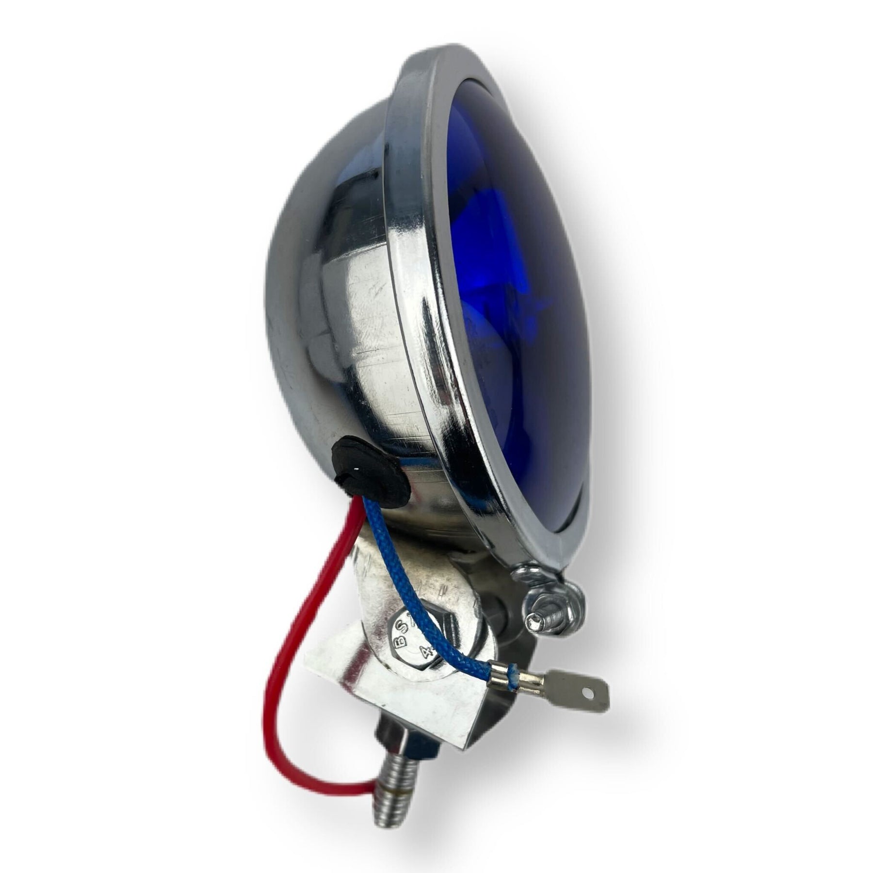 Vespa Lambretta Scooter Lamp Spot Light 9cm Hunter Style Chrome - Blue Lens