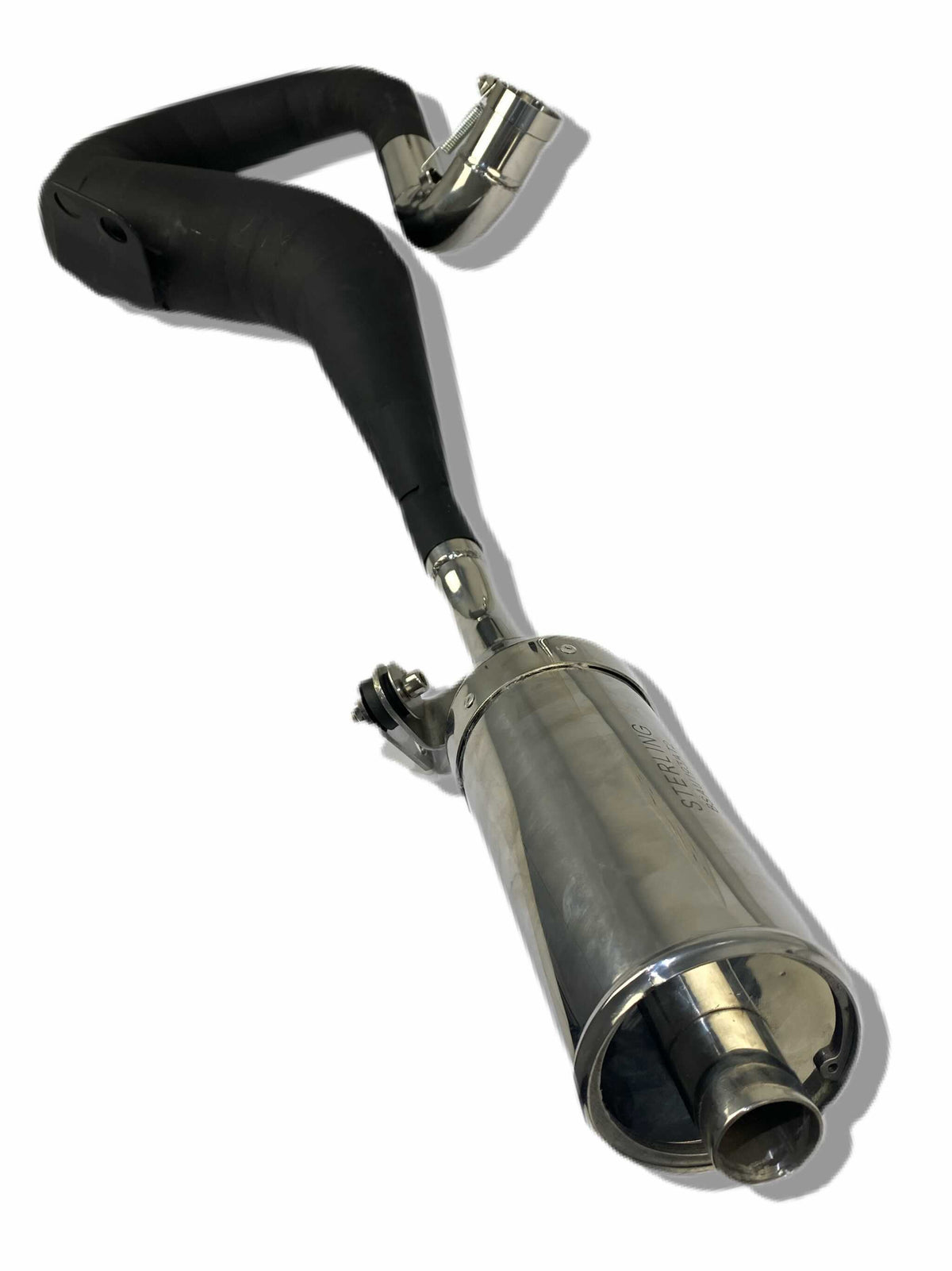 Vespa PX125 PX150 High Performance Upgraded Sterling Expansion Performance Exhaust - Right Hand - Black with Stainless End Can