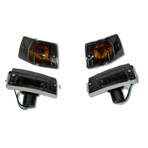 Vespa PX PE T5 Lexus Style Smoked Indicator Units Set with LED Running Lights