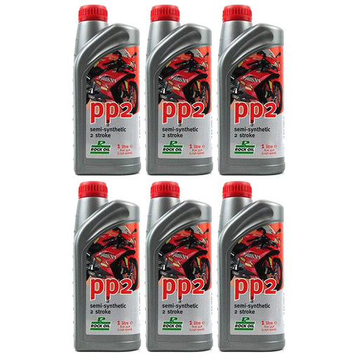 Rock Oil 2Stroke PP2 Pre Mix/Inject. SemiSynth 1 Litre 6 Pack