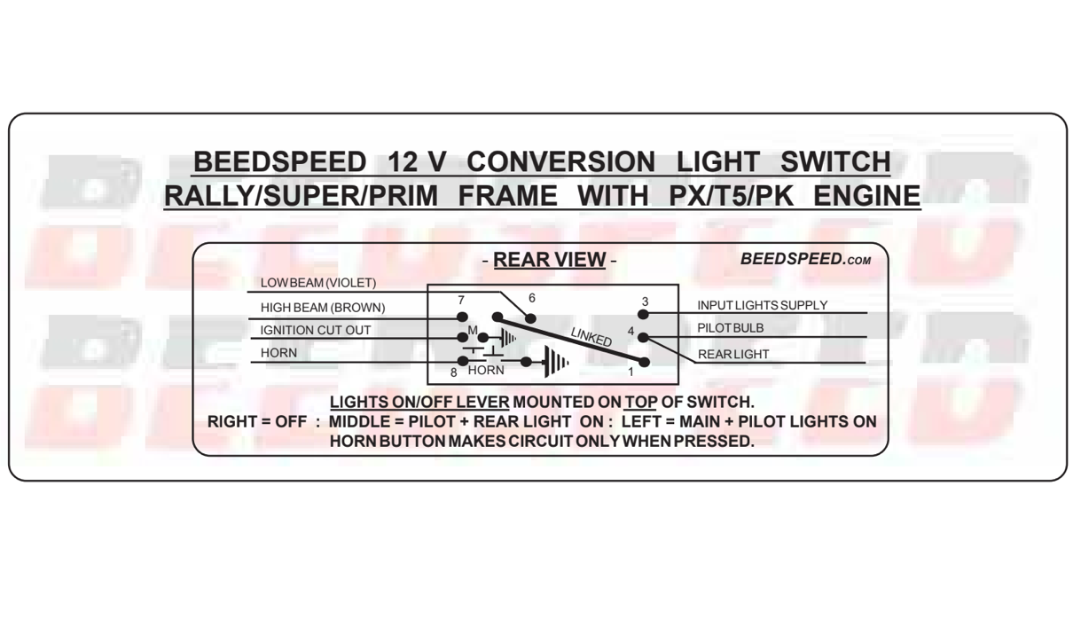 Vespa Rally Super VBB Primavera V50 ET3 12V Conversion Light Switch