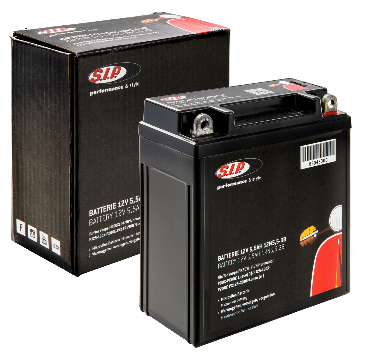 Lambretta Series 1-3 Li GP SX TV 12V 5.5A AIP Battery Maintenance Free Battery