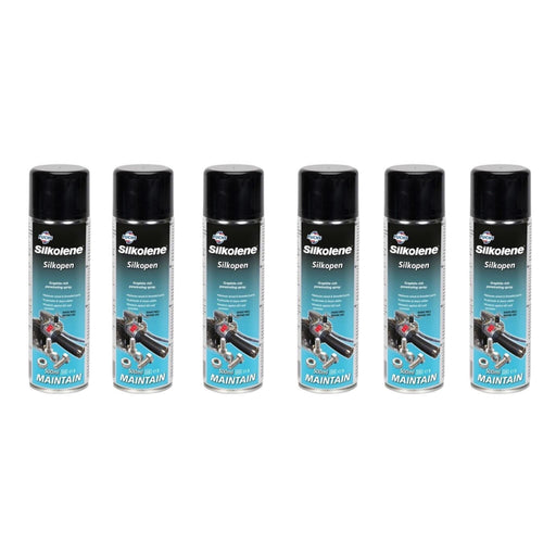 Silkolene Silkopen Aerosol Graphite Penetrating Spray 500ml Motorbike Bike Scooter - 6 Pack