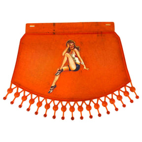 Lambretta Vespa Scooter Orange Mudflap With Athletic Lady