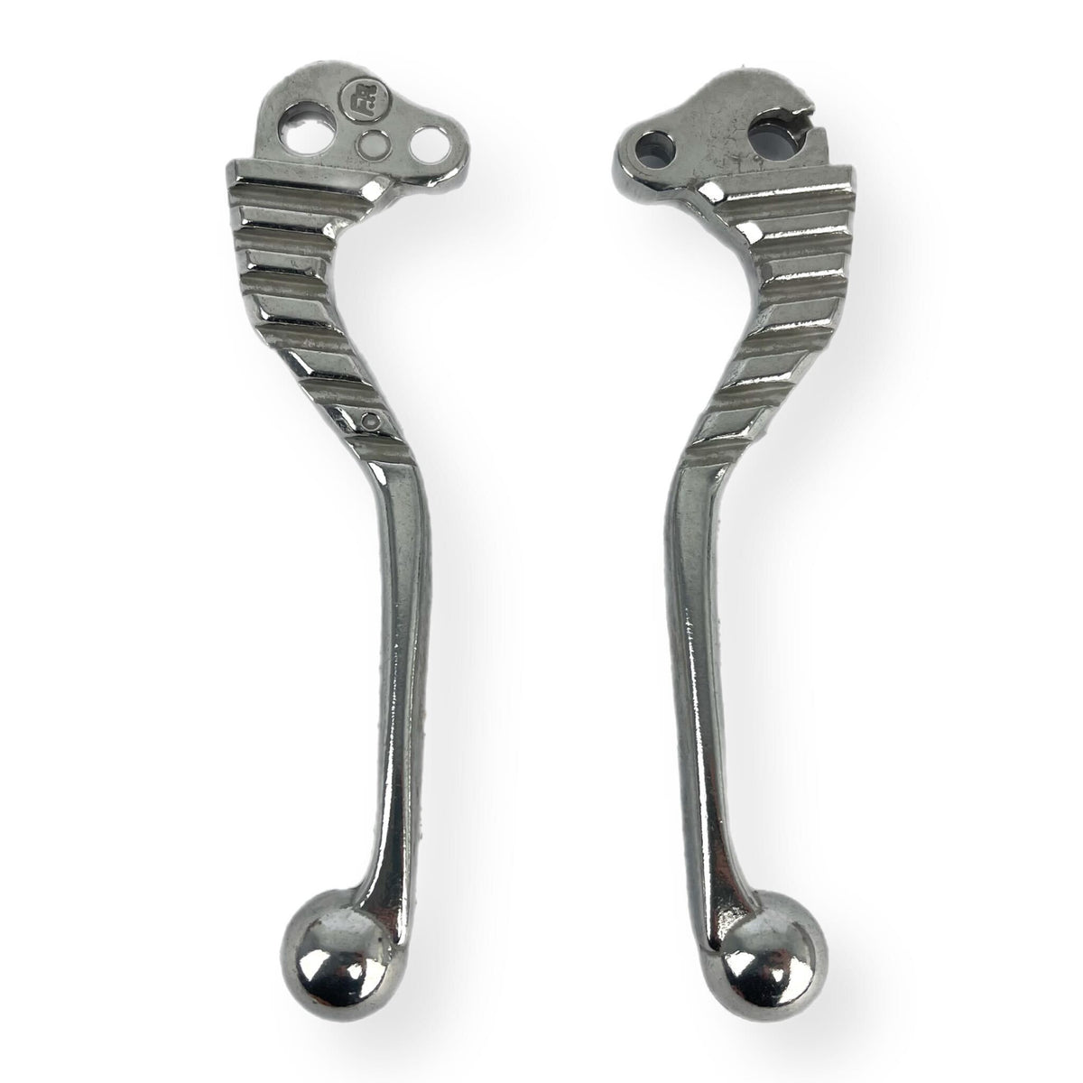 Vespa PX PE T5 V50 Prim Sprint Rally Ribbed Dog Leg Handle Bar Levers - Polished Alloy