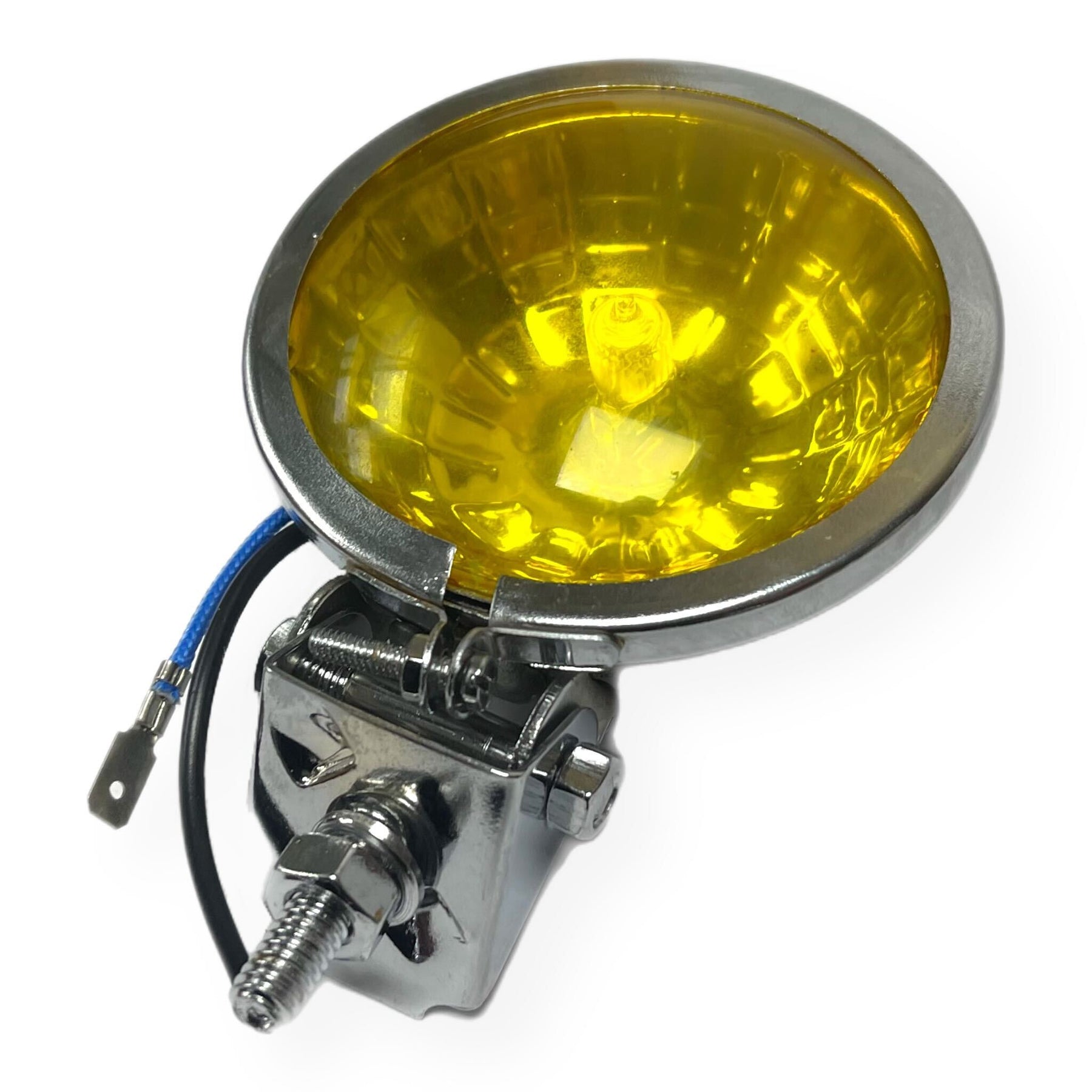 Vespa Lambretta Scooter Lamp Spot Light 9cm Honeycomb Chrome Yellow Lens