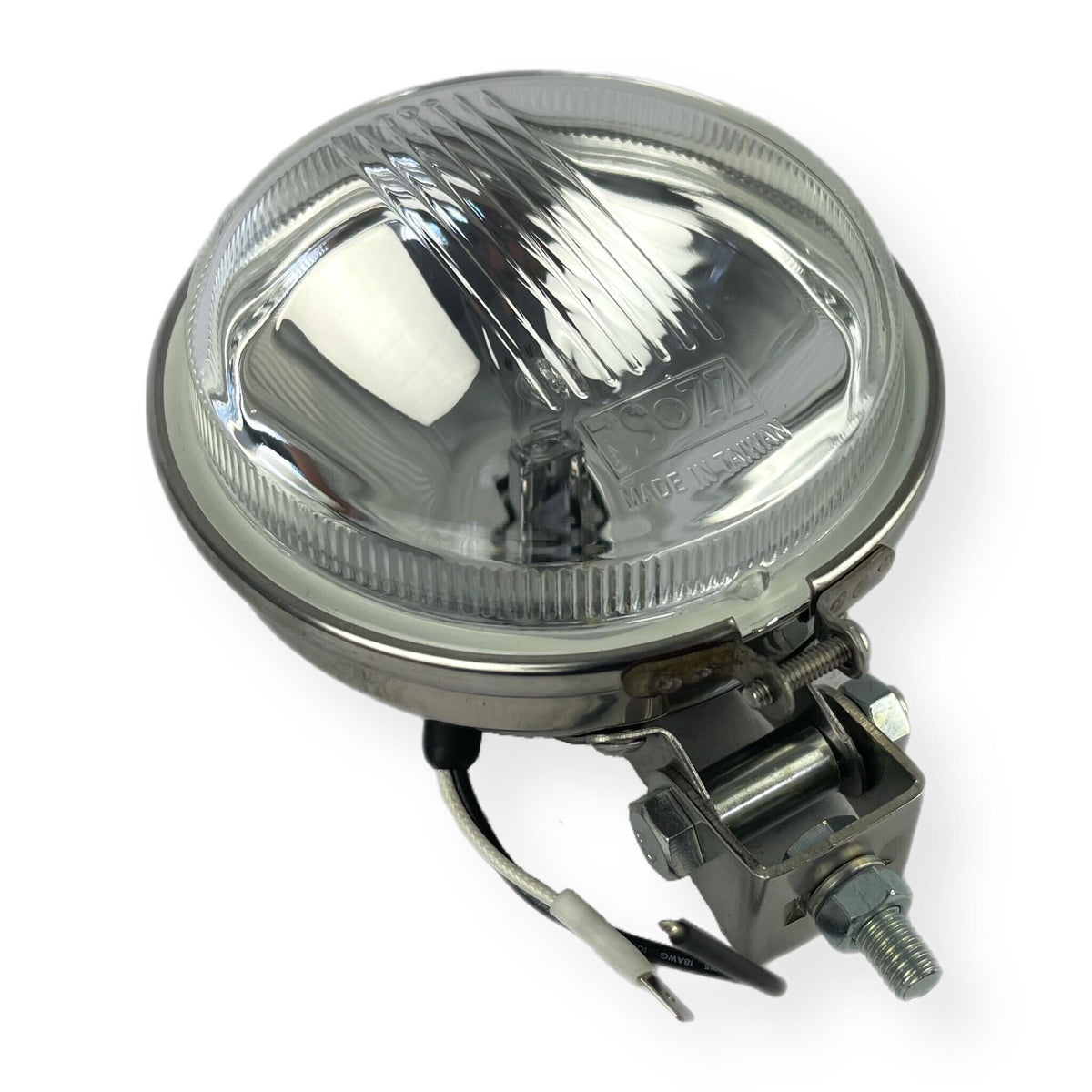 Vespa Lambretta Scooter Clear Spot Light Lamp Flat Backed Stainless Steel 110mm 12V 55W
