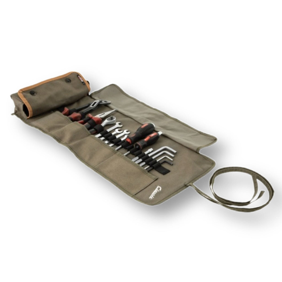 Vespa Lambretta Scooter Tool Bag Roll Pouch - Olive