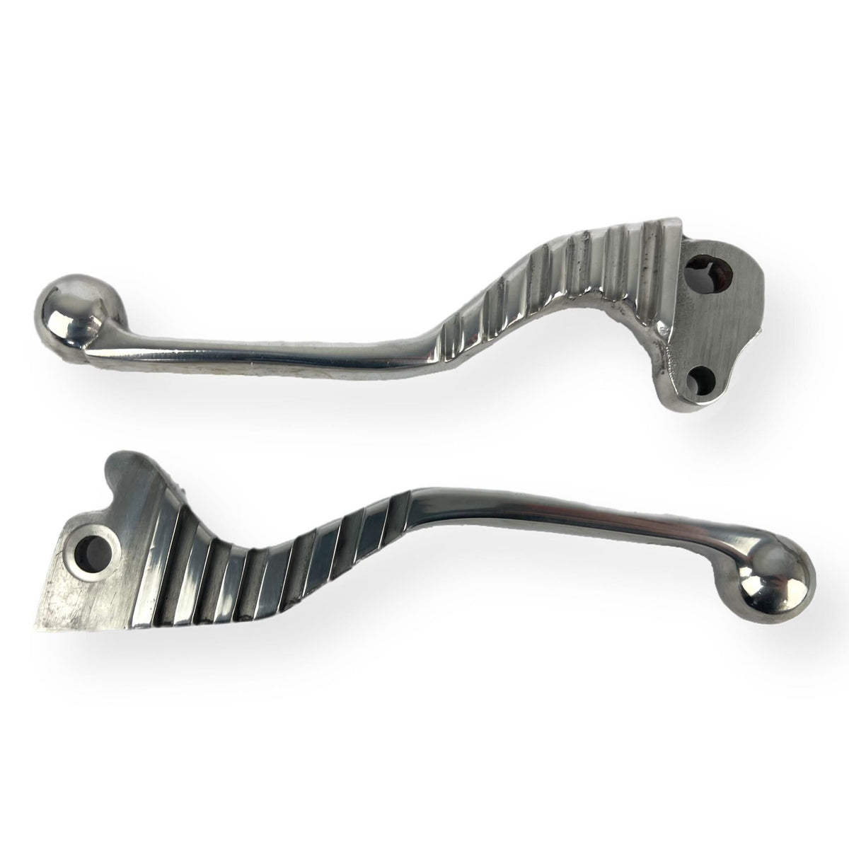 Vespa PX Disc Ribbed Dog Leg Handle Bar Levers - Polished Alloy