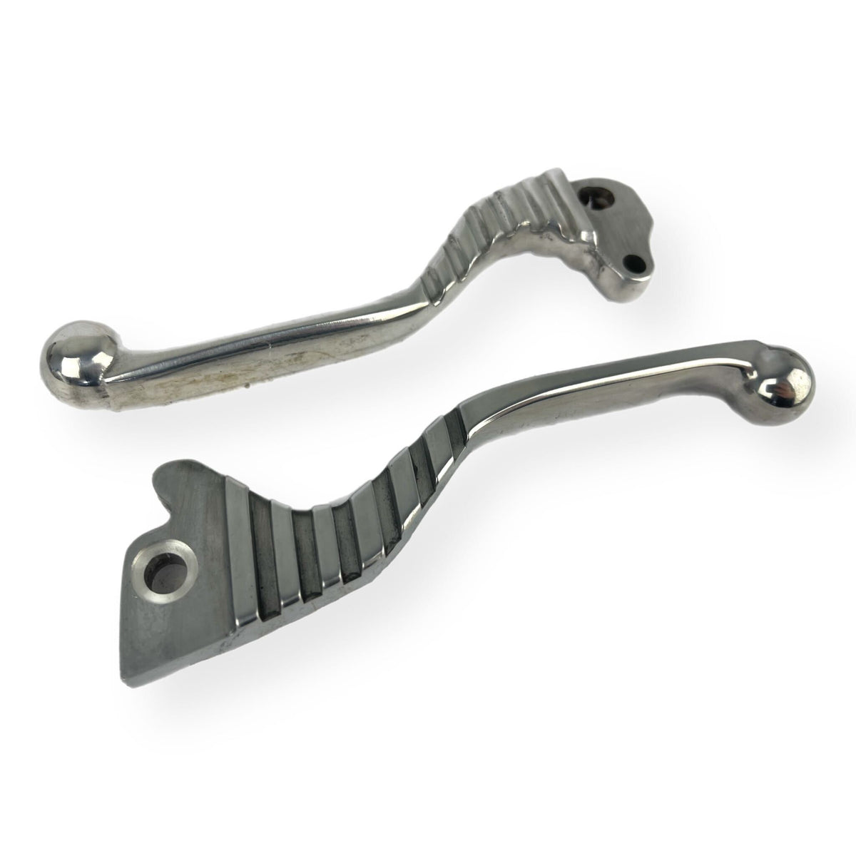 Vespa PX Disc Ribbed Dog Leg Handle Bar Levers - Polished Alloy