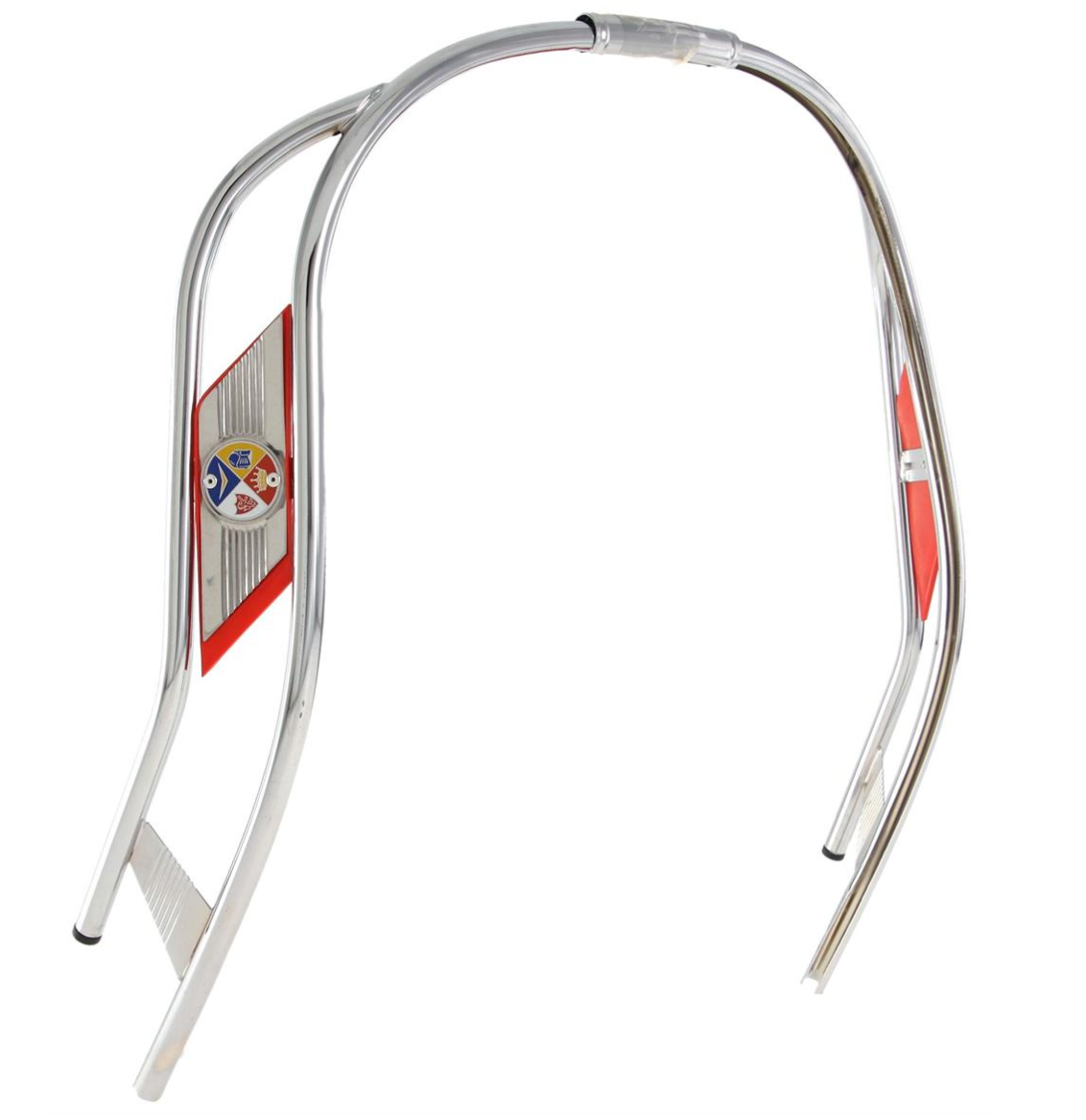 Vespa V50 90 100 Primavera ET3 Chrome Double Leg Shield Beading - Red Trim