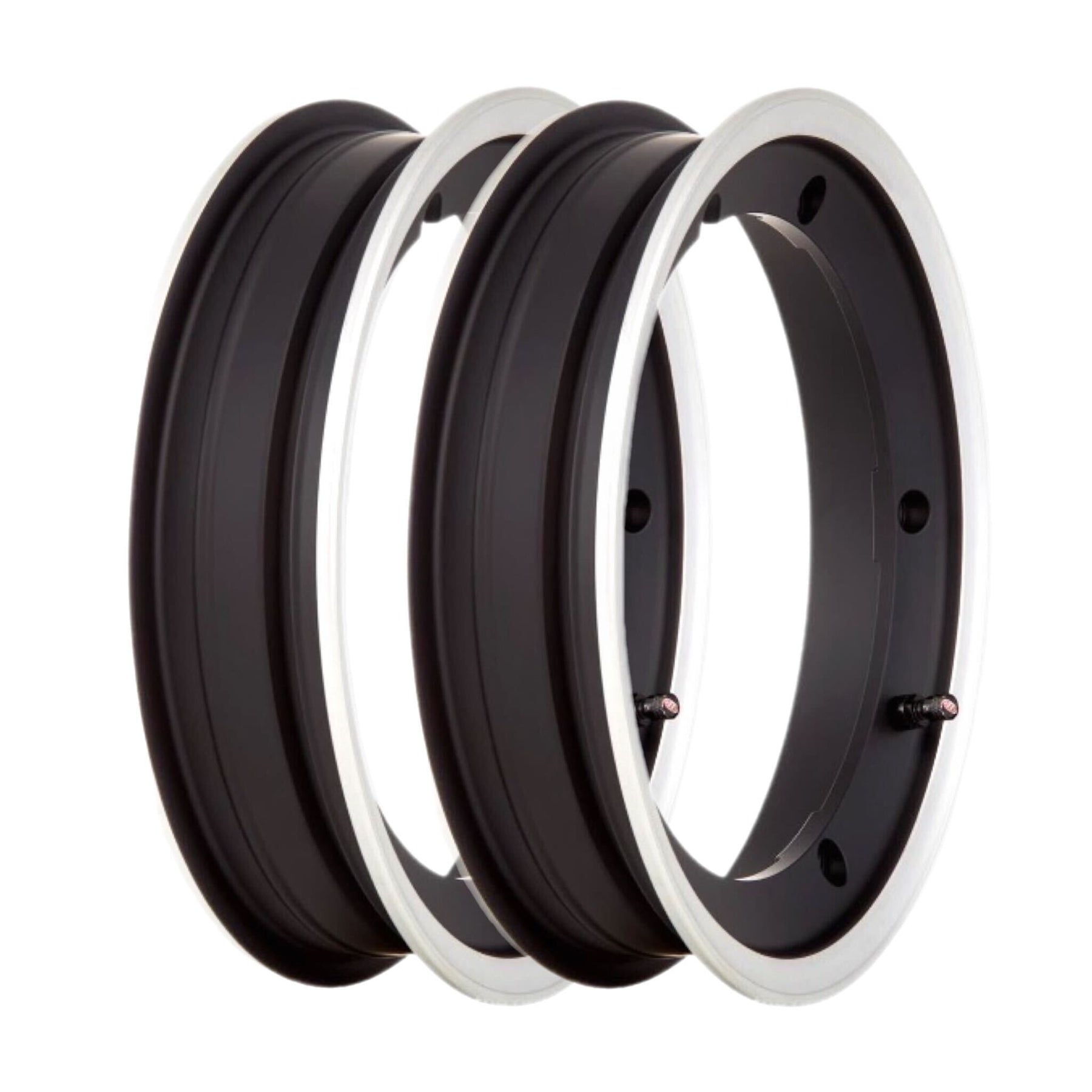 Vespa PX LML T5 V50 Rally SIP Tubeless Wheel Rim 10" x 2.1" - Black with Polished Edge - 2 Pack Bundle