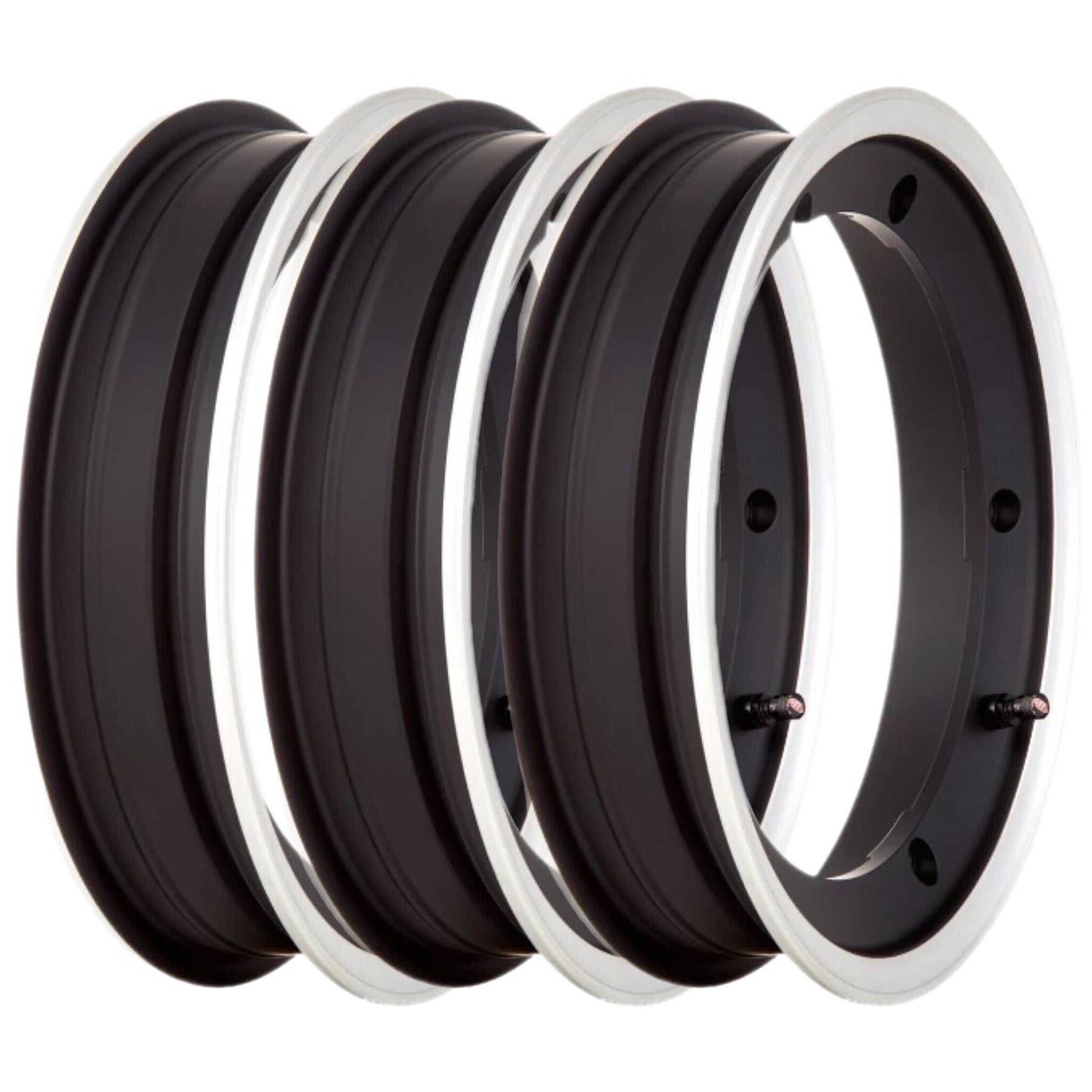 Vespa PX LML T5 V50 Rally SIP Tubeless Wheel Rim 10" x 2.1" - Black with Polished Edge - 3 Pack Bundle