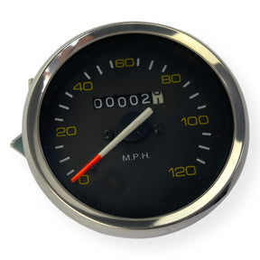 Vespa PX PE P125X P150X P200E 120MPH Speedometer - Black Face Chrome Bezel