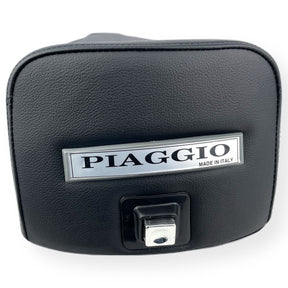 Vespa PX PE T5 Classic Standard Dual Bench Seat and Lock Bundle - Black Piaggio Logo