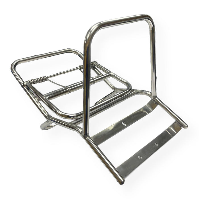 Vespa PX PE T5 Classic Rear Madrid Style Carrier - Polished Stainless Steel