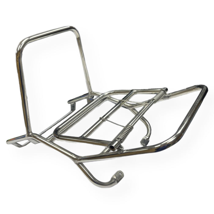 Vespa PX PE T5 Classic Rear Madrid Style Carrier - Polished Stainless Steel