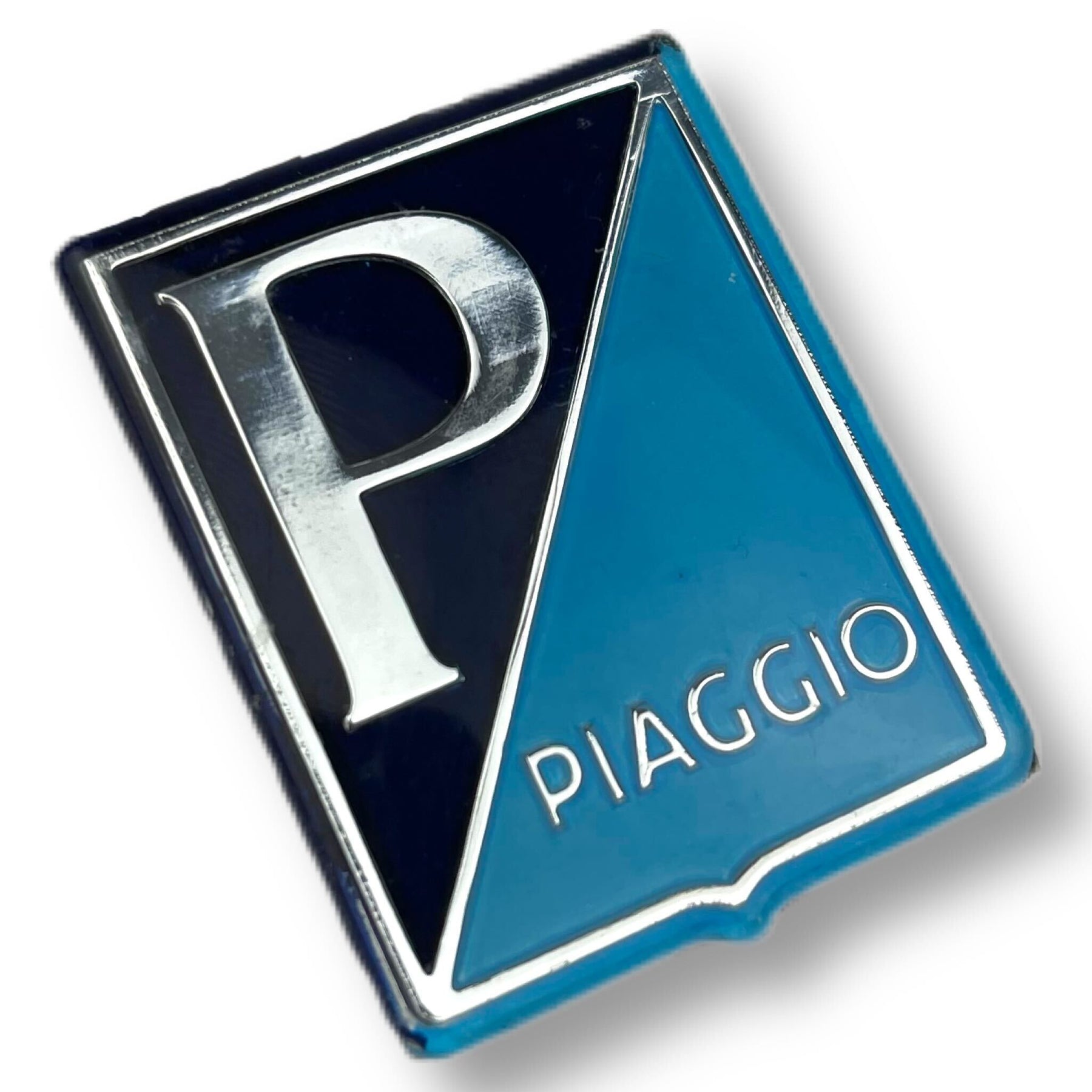 Vespa PX PE T5 Piaggio Horncover Shield Badge - Dark Blue/Light Blue/Silver