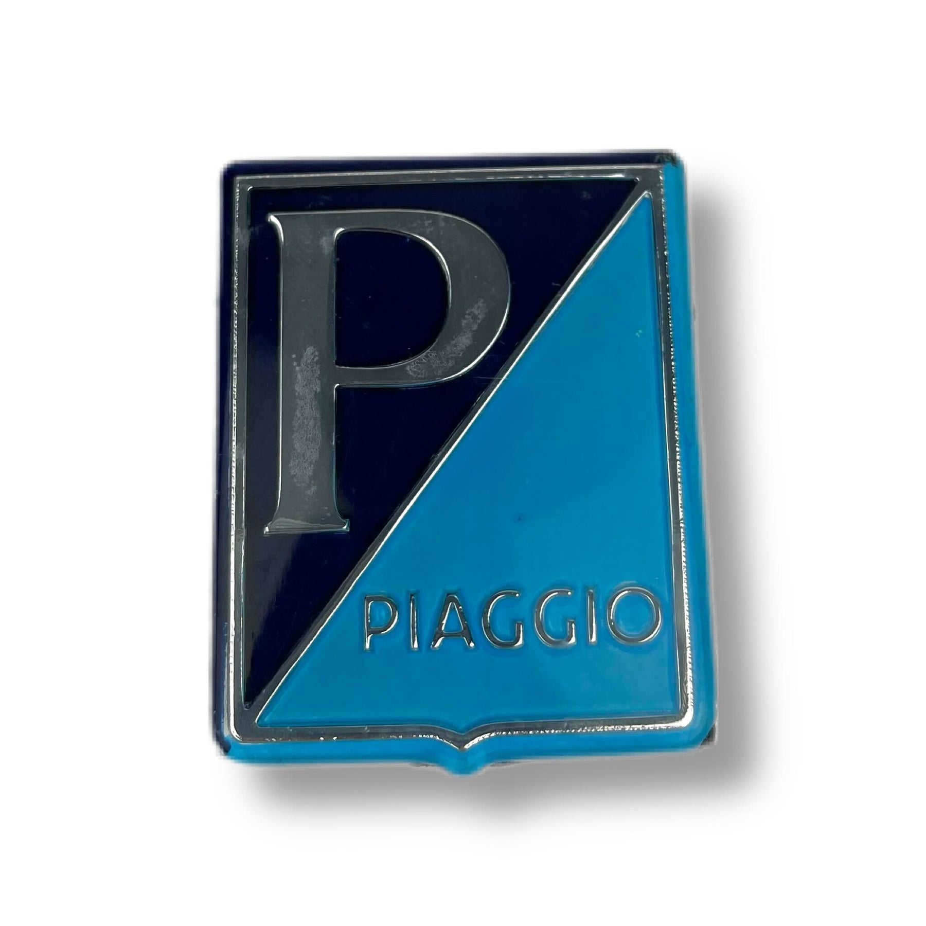 Vespa PX PE T5 Piaggio Horncover Shield Badge - Dark Blue/Light Blue/Silver