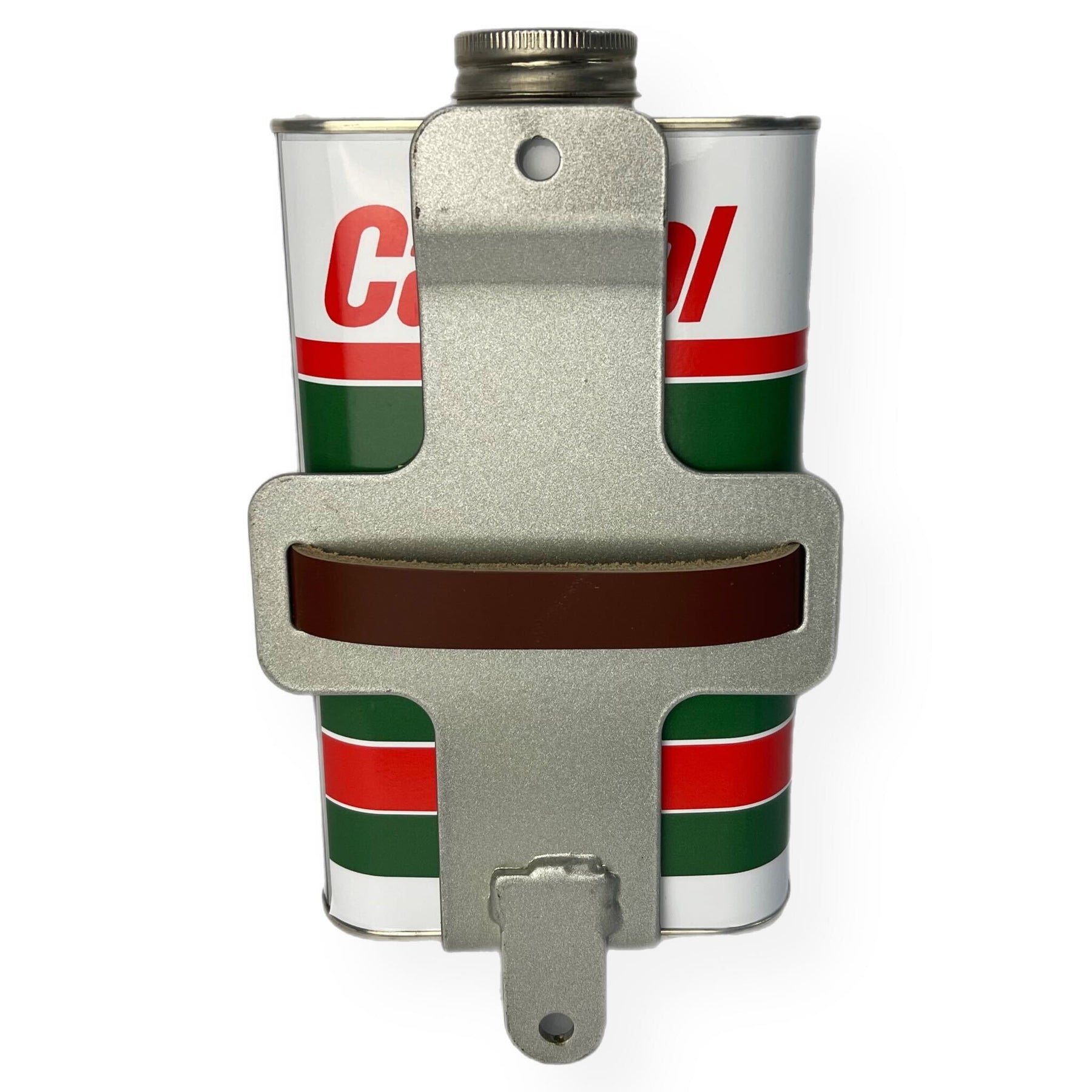 Vespa PX PE T5 Super Sprint Rally 10" Spare Wheel Holder Mounted Oil Can Holder With Replica Oil Can - Silver