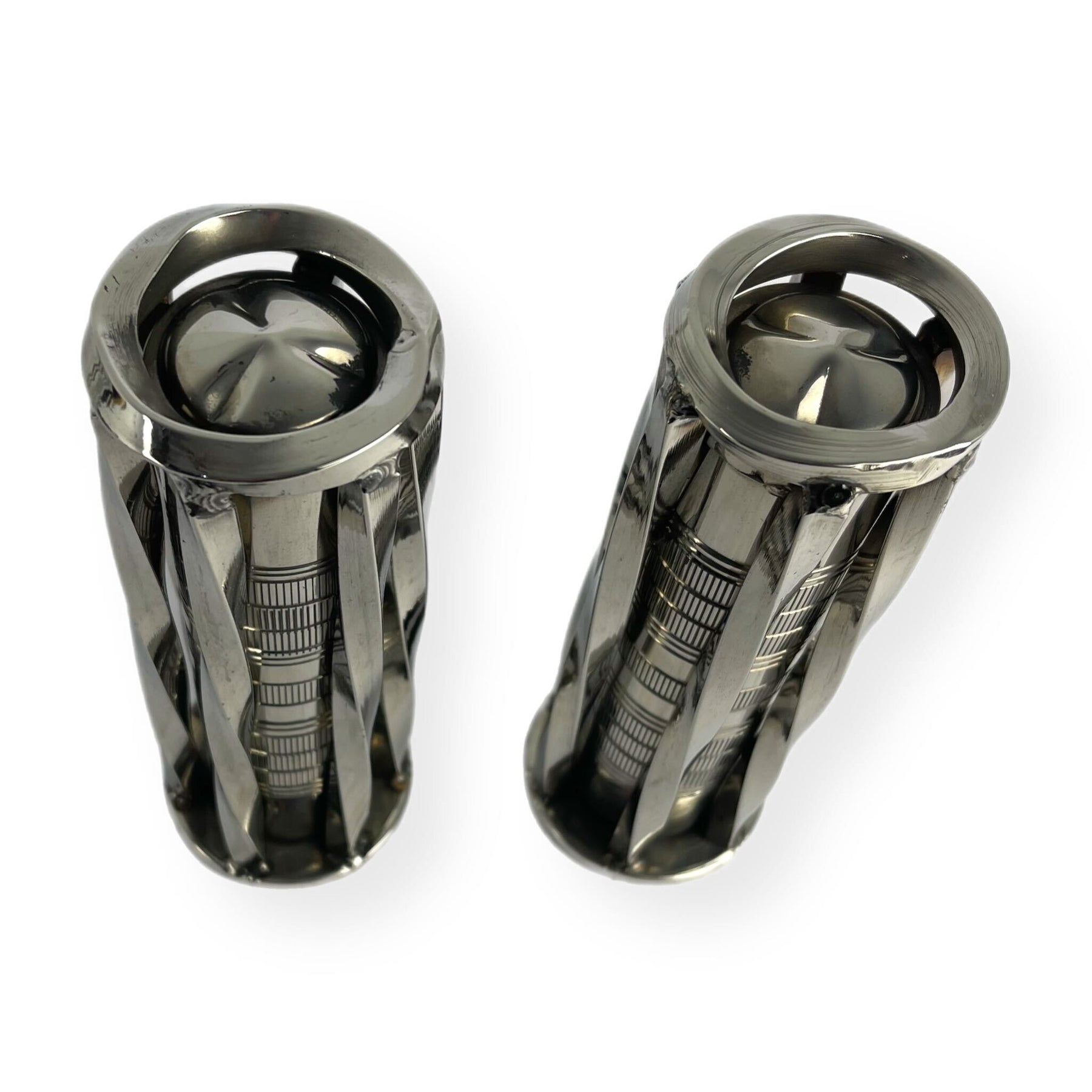 Vespa PX PE T5 Twisted Twistgrips - Polished Stainless Steel