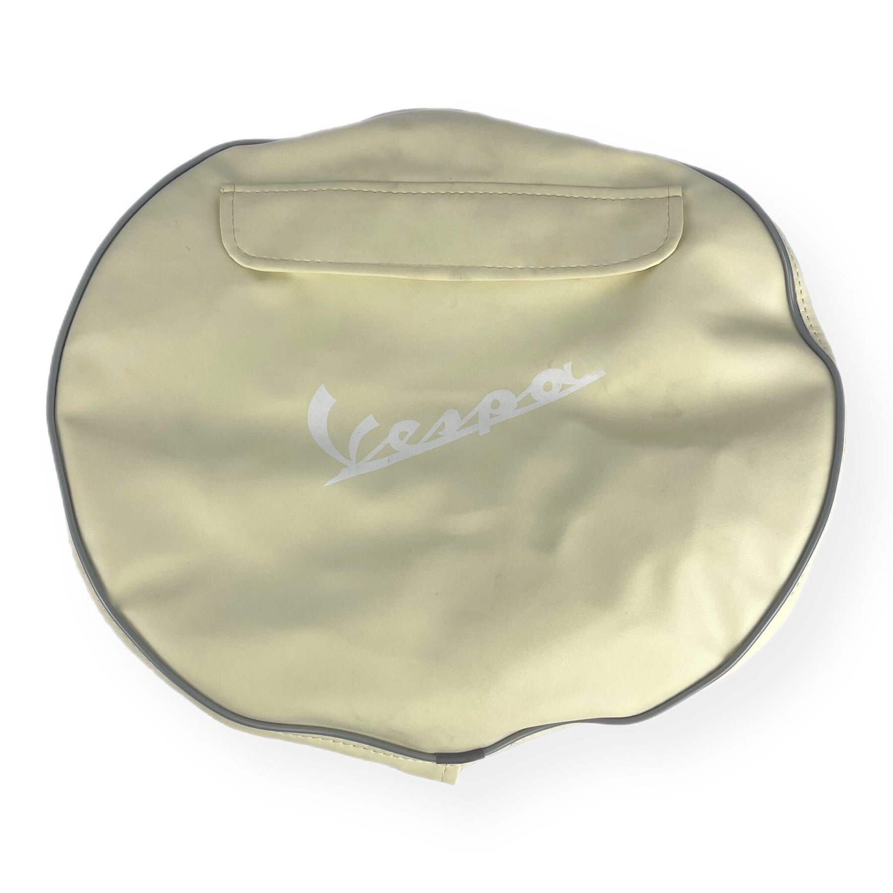 Vespa PX T5 V50 GS Rally Super Sprint 10" Spare Wheel Cover with Pocket & Logo - Cream with White Logo