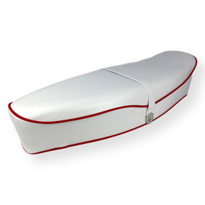 Vespa VBB VBC VLB GS160 Standard Dual Seat - White with Red Piping