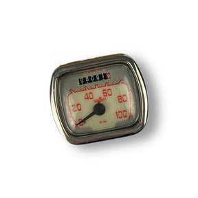 Lambretta LD Veglia Speedometer 100 kmh - Cream & Red