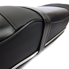 Lambretta Series 1 2 3 Li GP SX TV Pegasus Style Seat - Black with Stainless Trims