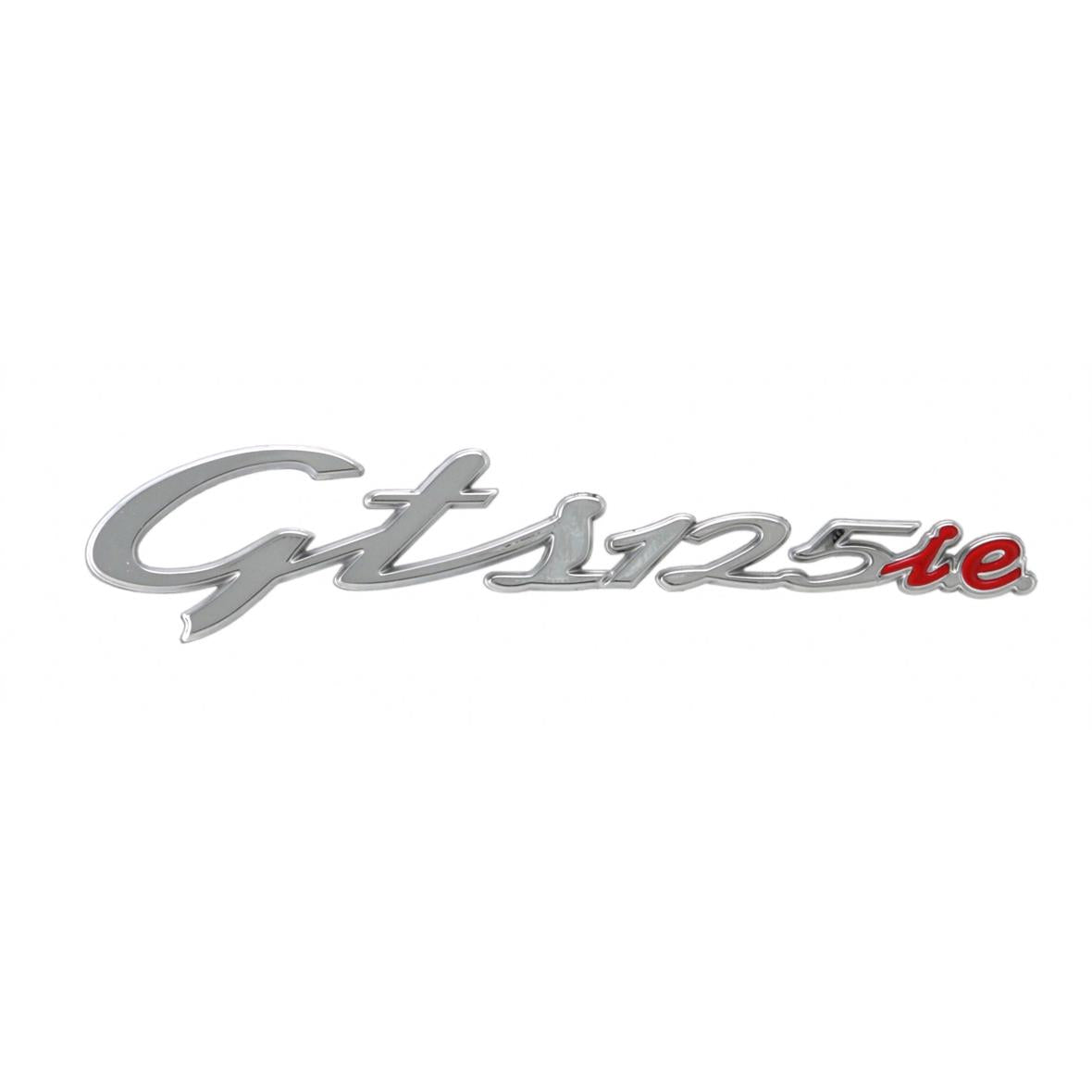 Vespa GTS Super 125cc i.e Side Panel Badge Right Chrome/Red 130x26 mm Adhesive