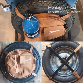 Vespa Lambretta Scooter SIP Classic 10” 8” Spare Wheel Bag - Brown Beige