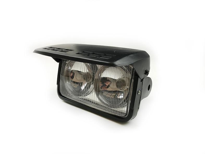 Motorcycle Motorbike Twin Rectangular Headlight with Cover 12V