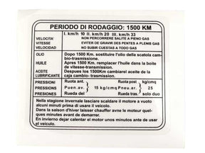 Lambretta J50 Legshield Running In Sticker Italian 13.8cm x 12.1cm