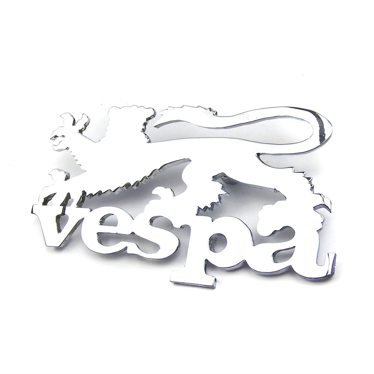 Vespa - Badge - Leg Shield - Vespa And Lion - Chrome