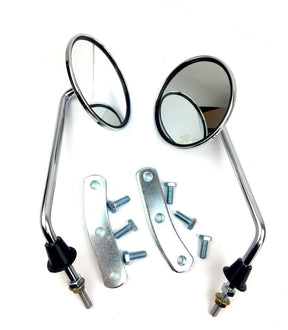 Vespa PX PE T5 Classic PK Left & Right Hand Mirrors - Chrome Bolts Under Headset